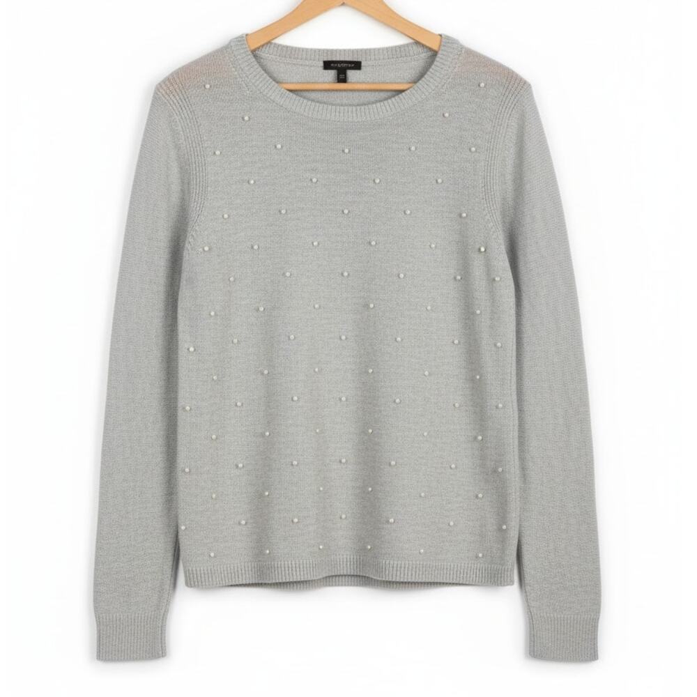 Talbots Women M Pearlcore Embellished Beaded Preppy Classic Dainty Artsy Sweater